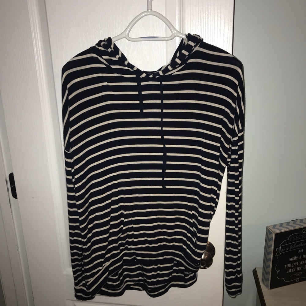 Striped hooded long sleeve shirt